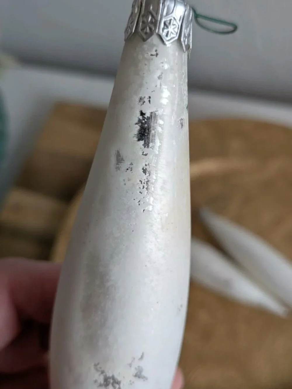 3 Vintage Austria Mercury Glass Teardrop Icicle Ornaments